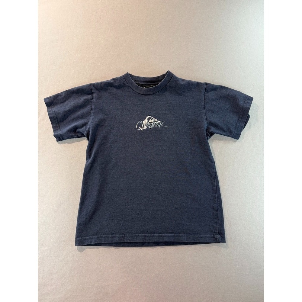 Early 2000's Quiksilver Graphic Tee Youth Medium Blue Surf Skate T Shirt Logo